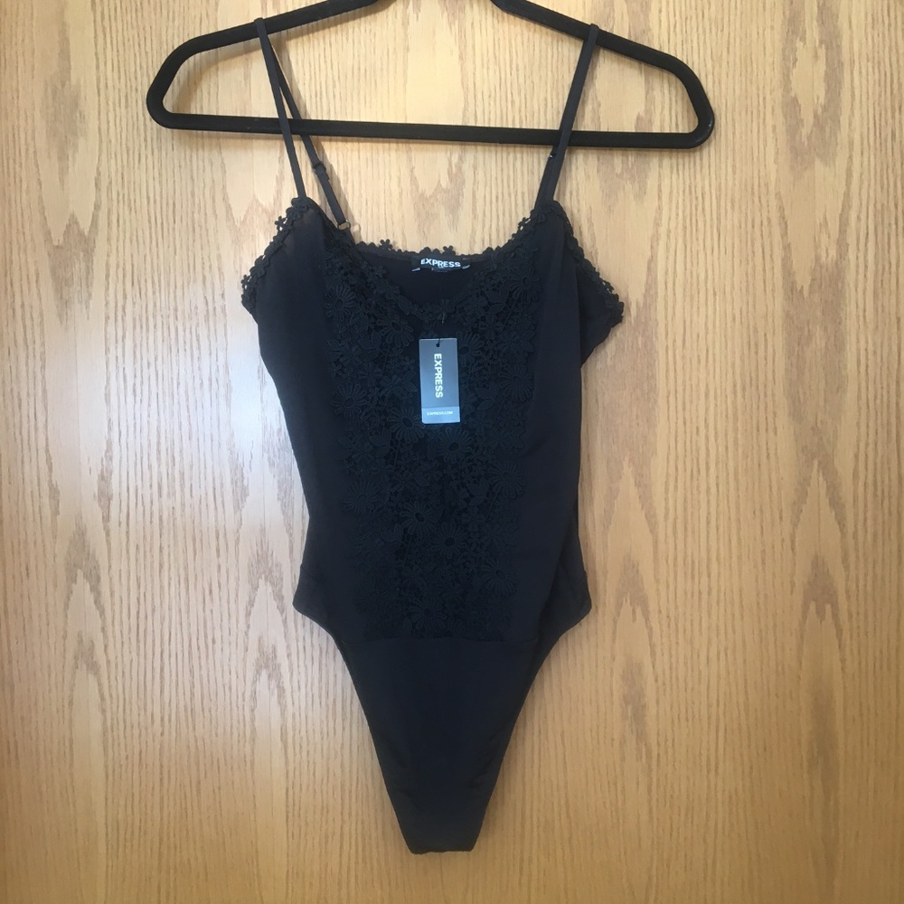 NWT Express Black Lace Front Bodysuit